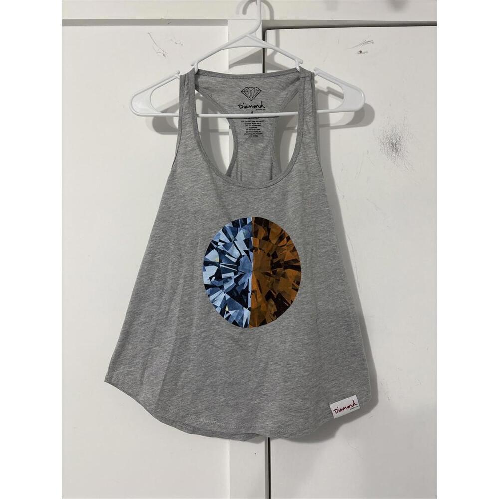 Ladies Racer Back Tank By Diamond Supply Co Gray Small New